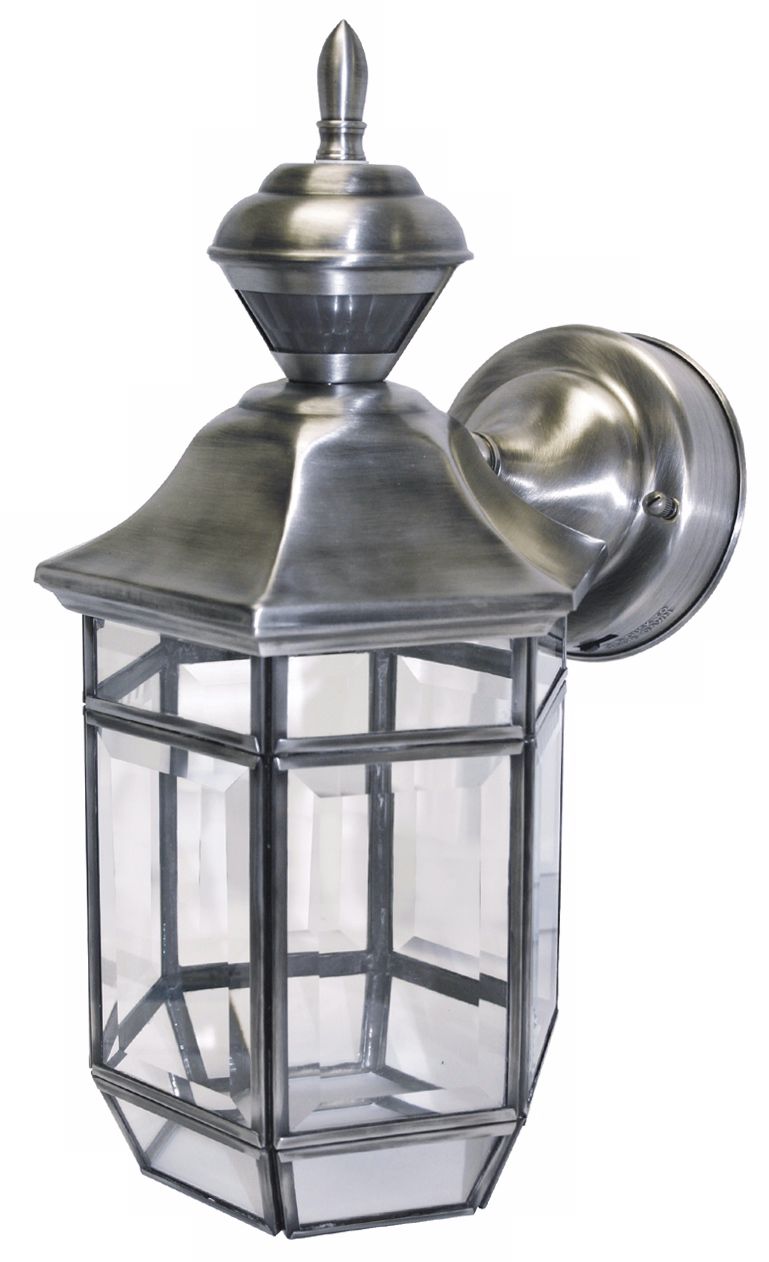Motion Sensor 13 3/8" High Antique Silver Outdoor Light