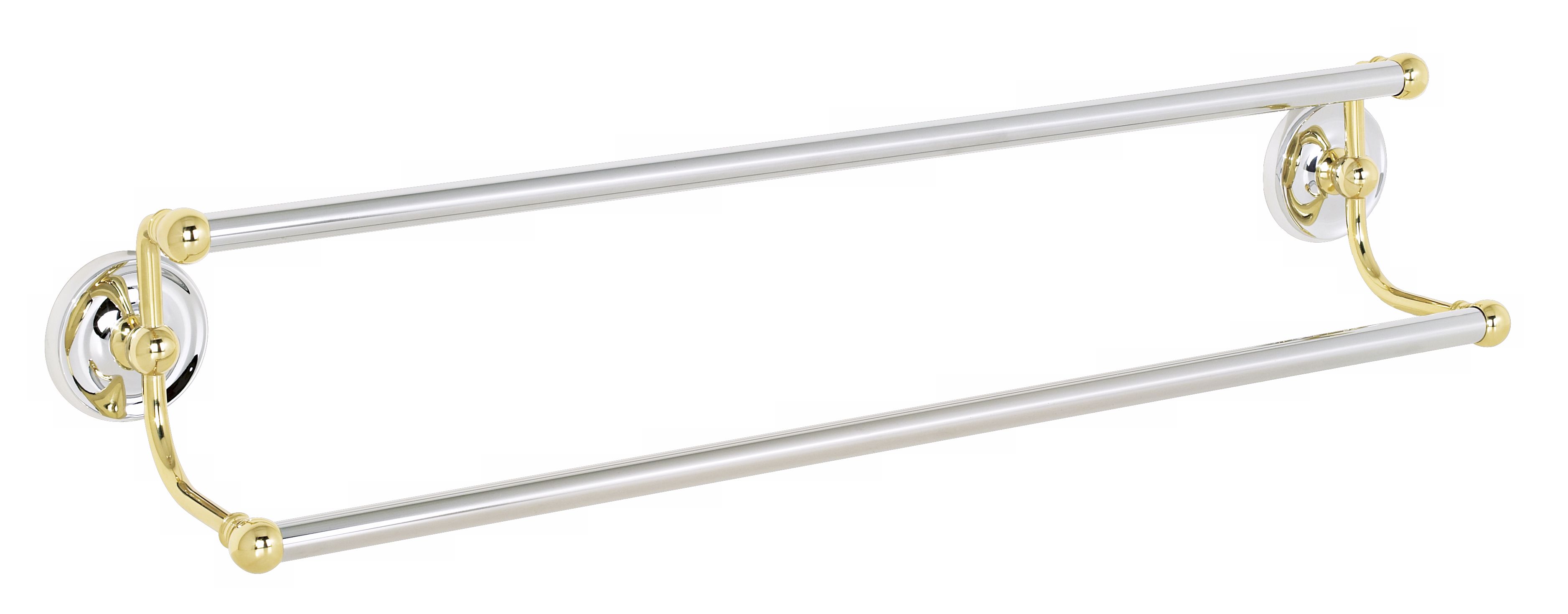 Chrome Brass Two Tone Finish 24" Double Towel Bar