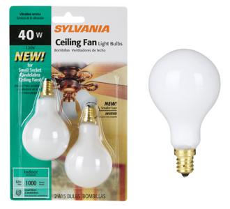 White 2 Pack 40 Watt A15 Candle Base Fan Light Bulbs 34898