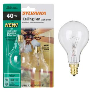 Candelabra Base A15 2 Pack 40 Watt Clear Ceiling Fan Bulbs 34907