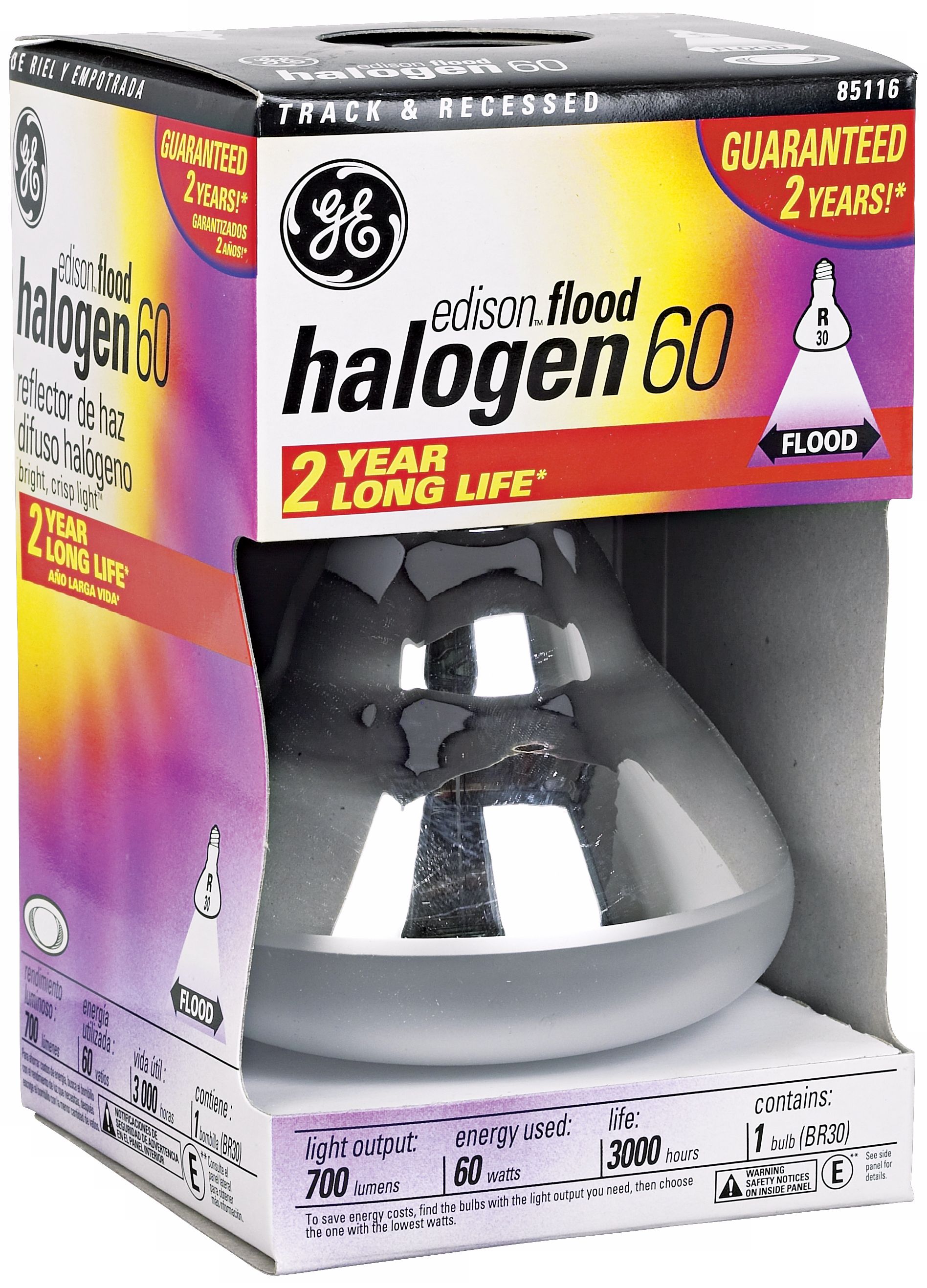 GE Edison-Base 60 Watt BR30 Halogen Flood Light Bulb