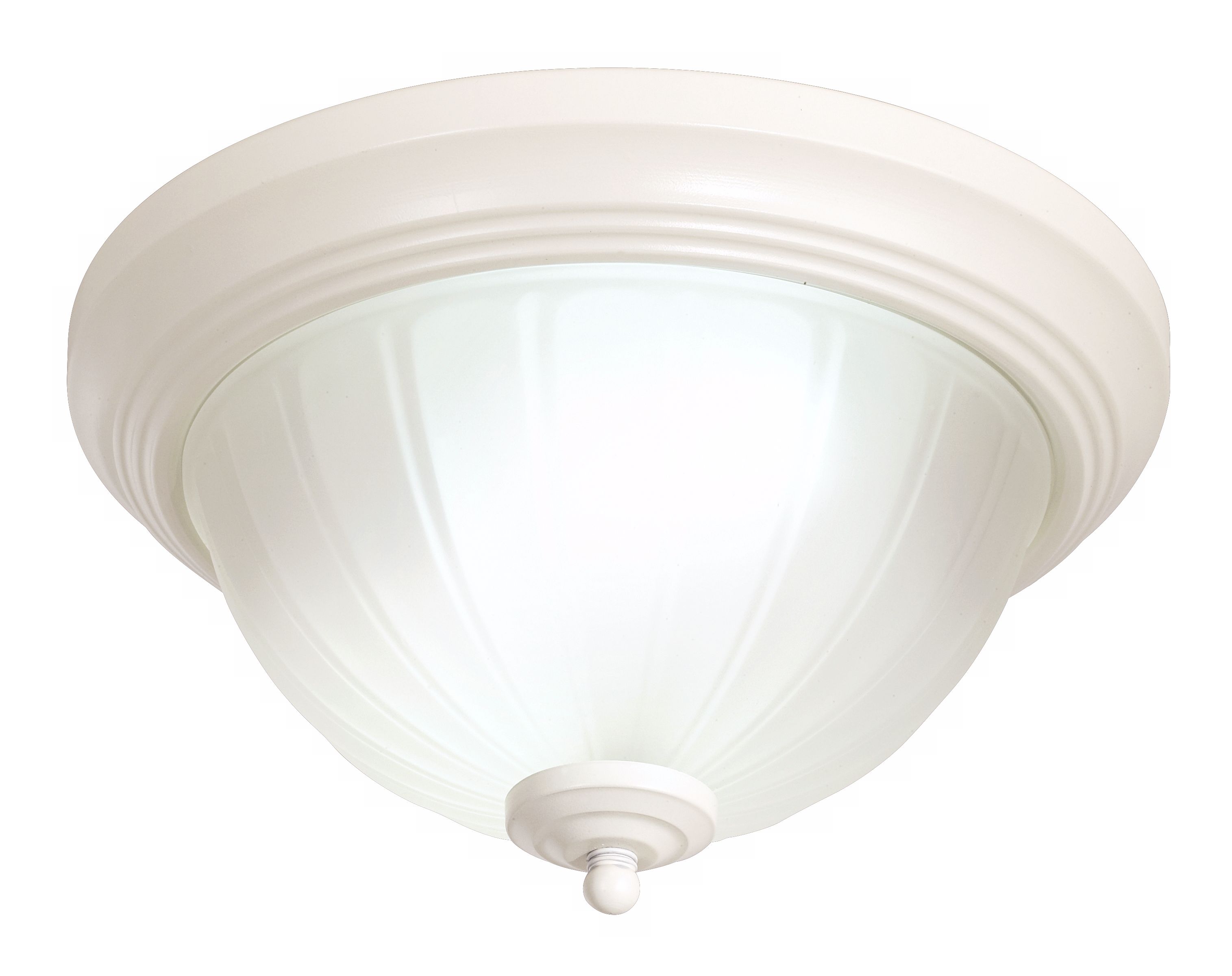 White 11" Wide Frosted Melon Glass Ceiling Li