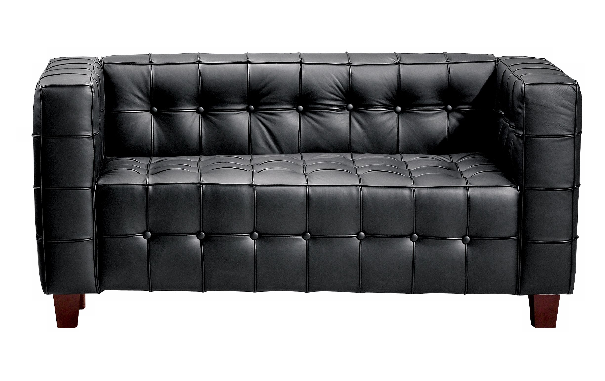 Zuo Black Leather Tufted Loveseat