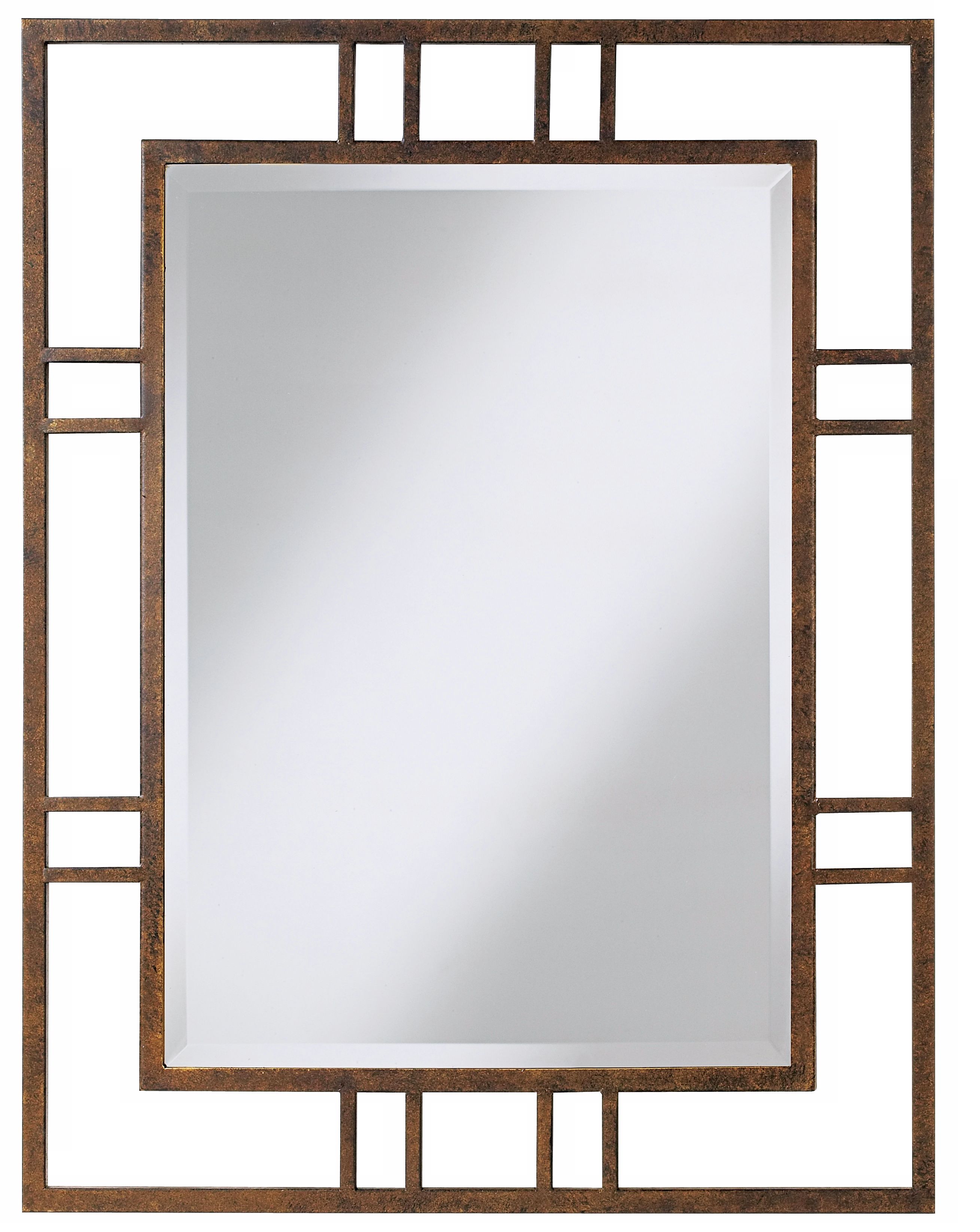 Parallel Bars Bronze Metal Openwork Wall Mirror