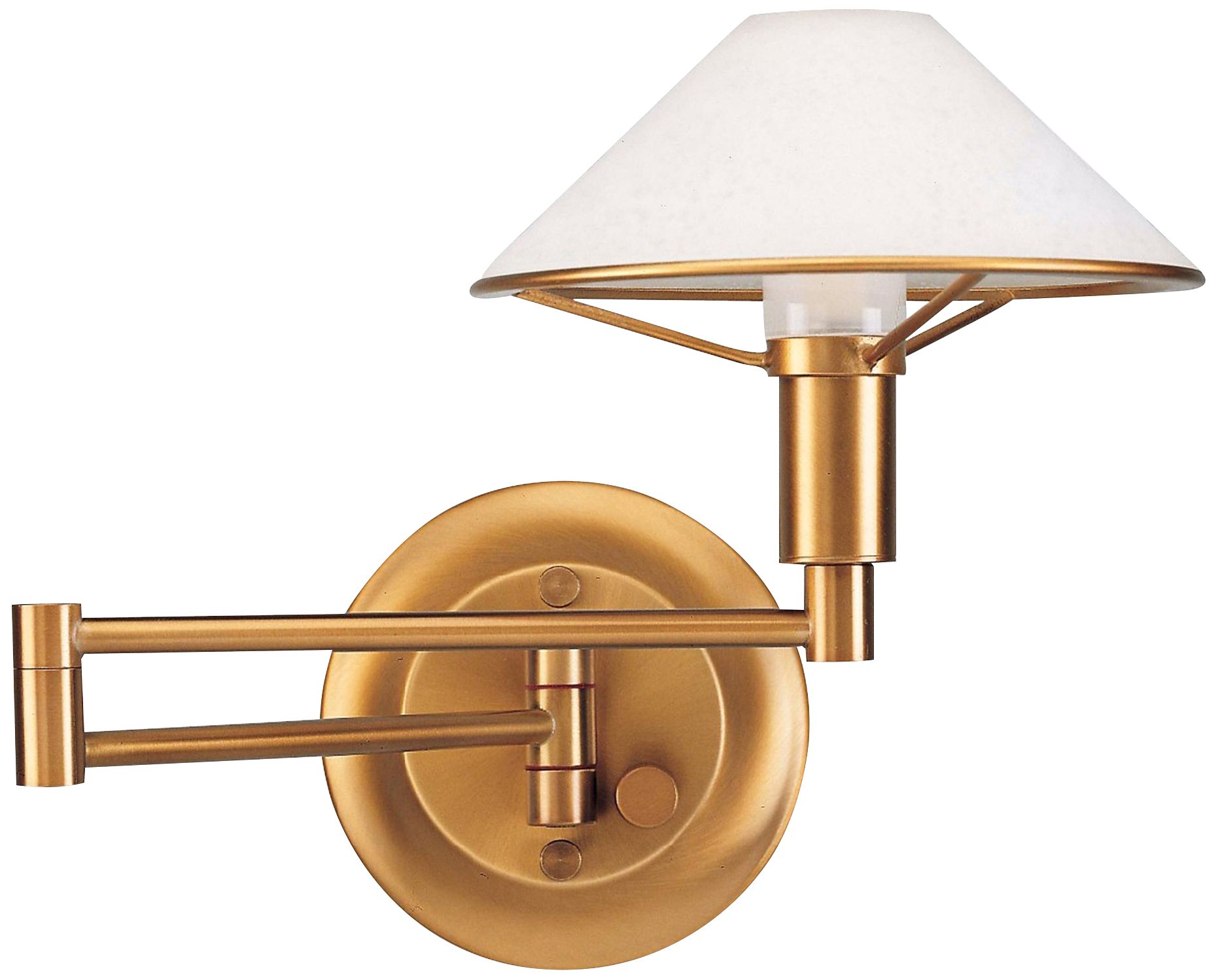 Holtkoetter Antique Brass White Glass Swing Arm Wall Lamp