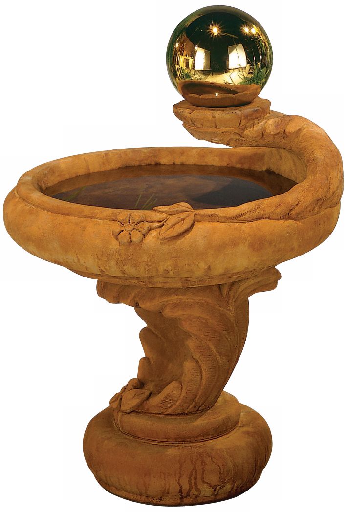Gazing Globe Birdbath Ensemble Garden Accent