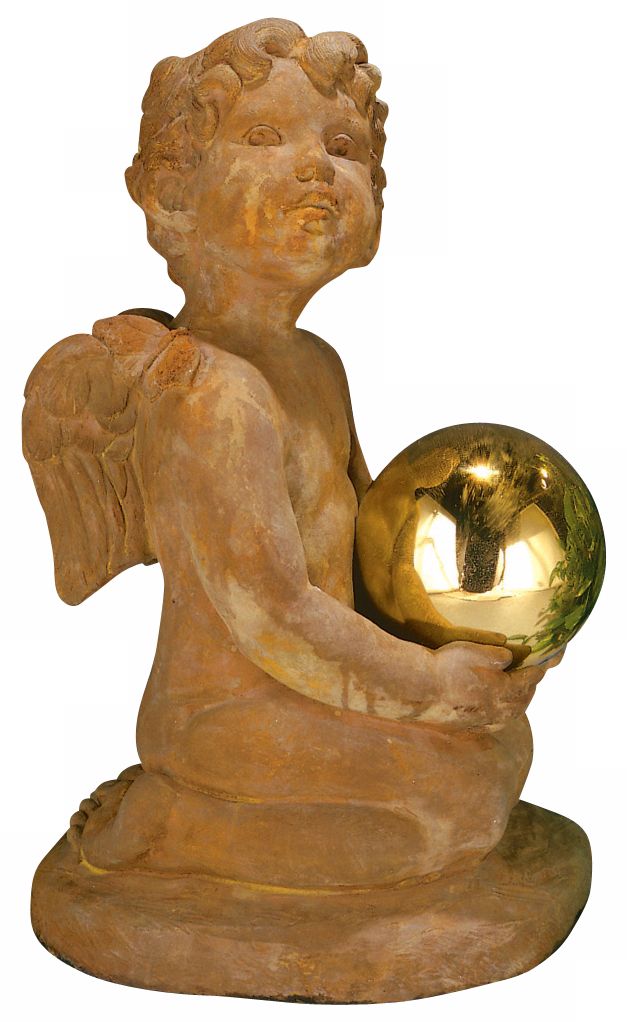 Angel with Glazing Globe Garden Accent