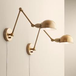 Somers Antique Brass LED Wall Lamp Set of 2