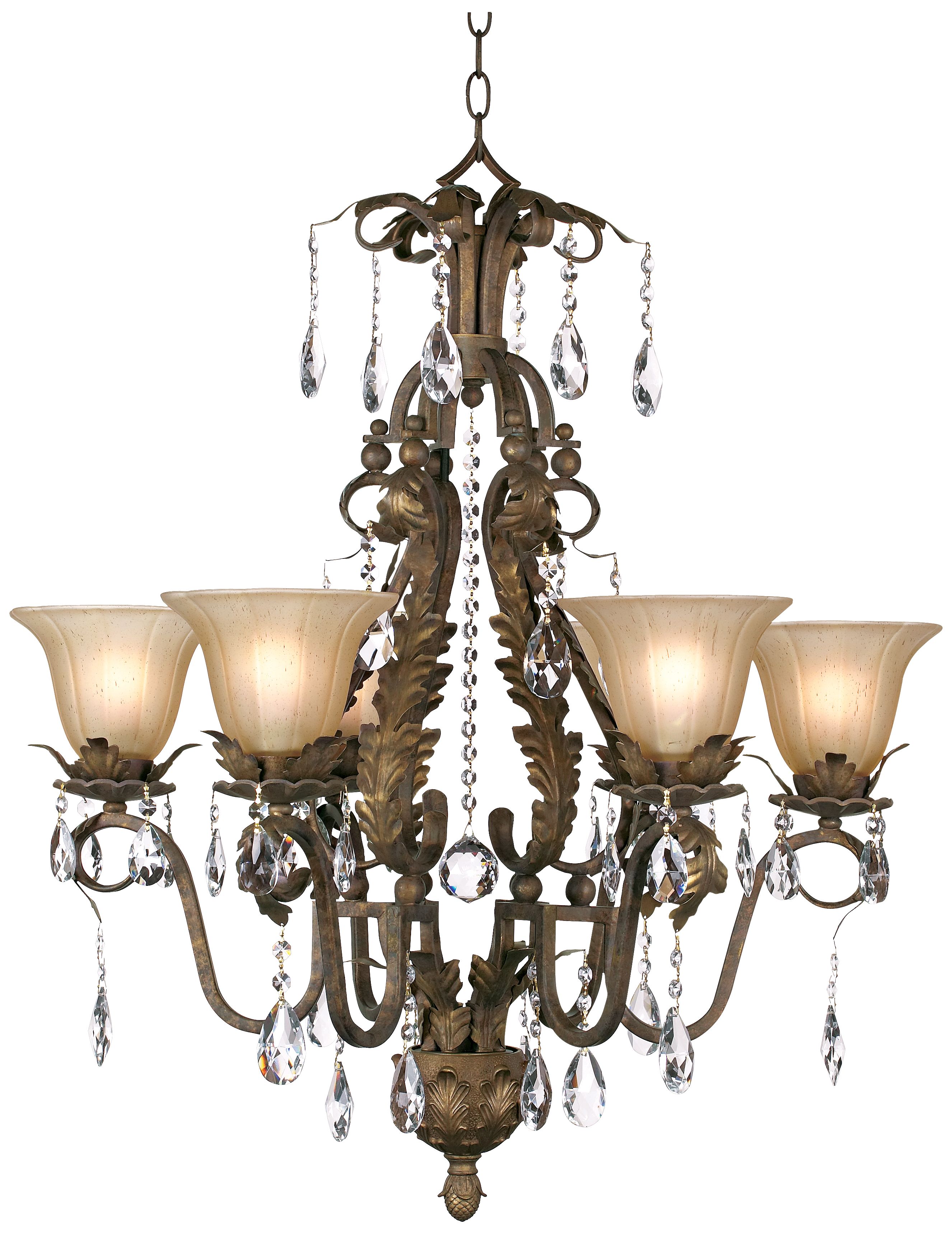 Six Light Iron Bronze Chandelier