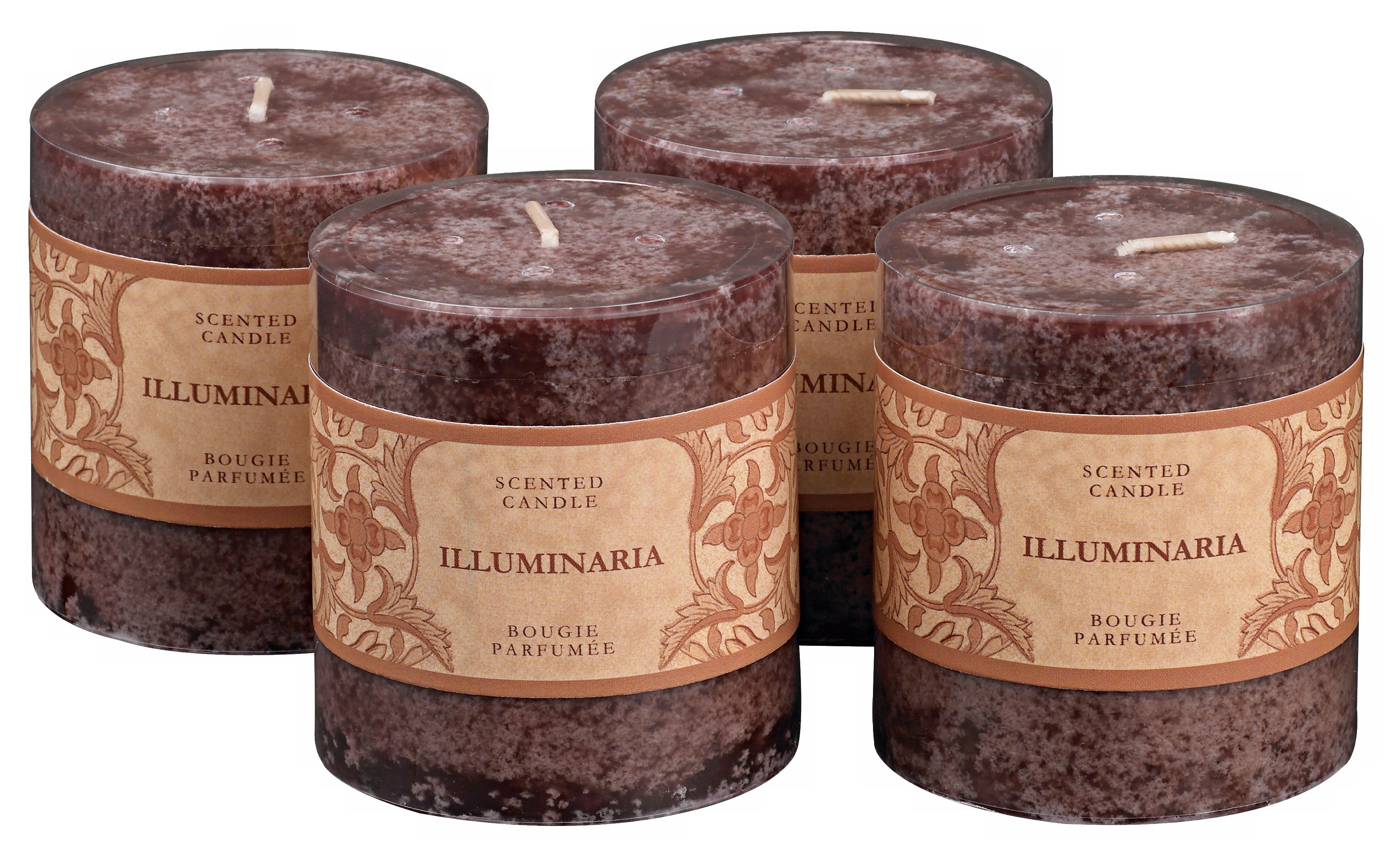 Set of 4 Chestnut Scented Mottled Brown 3" Pillar Candles (37459-37459-37459-37459)