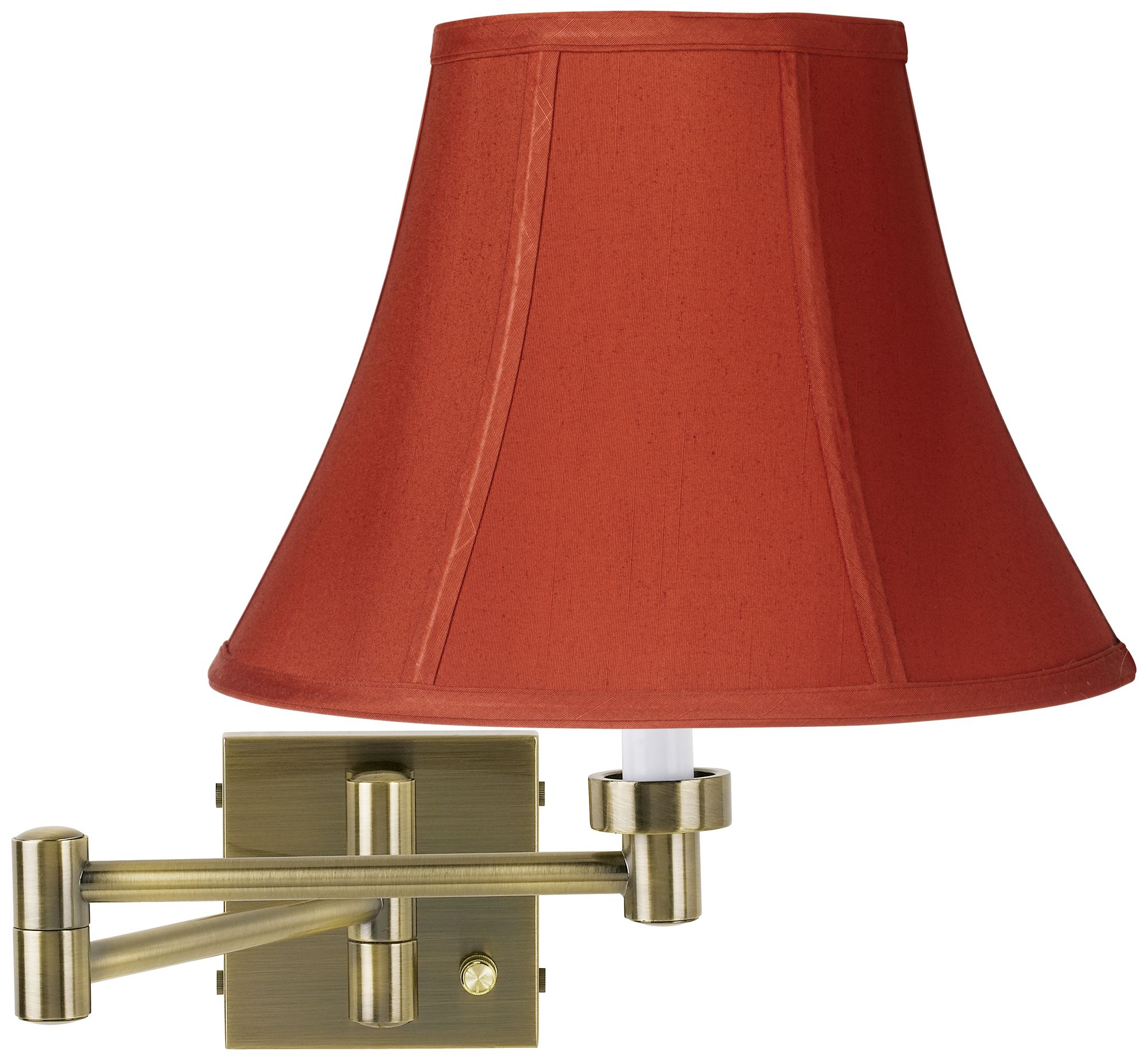 Cinnabar Red Shade Swing Arm Plug-In Wall Light