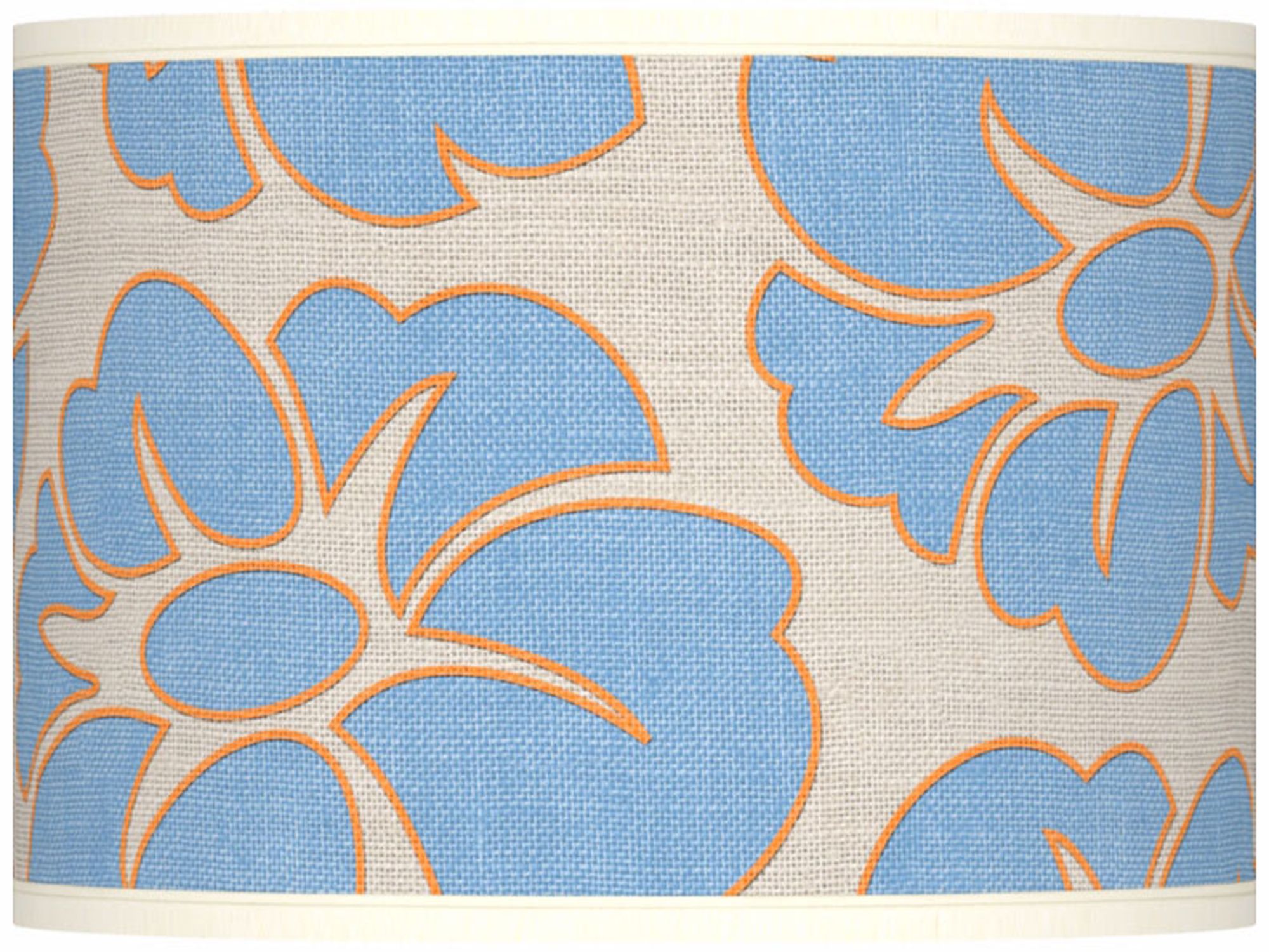 Floral Blue Silhouette Giclee Drum Shade 13.5x13.5x10 (Spider)