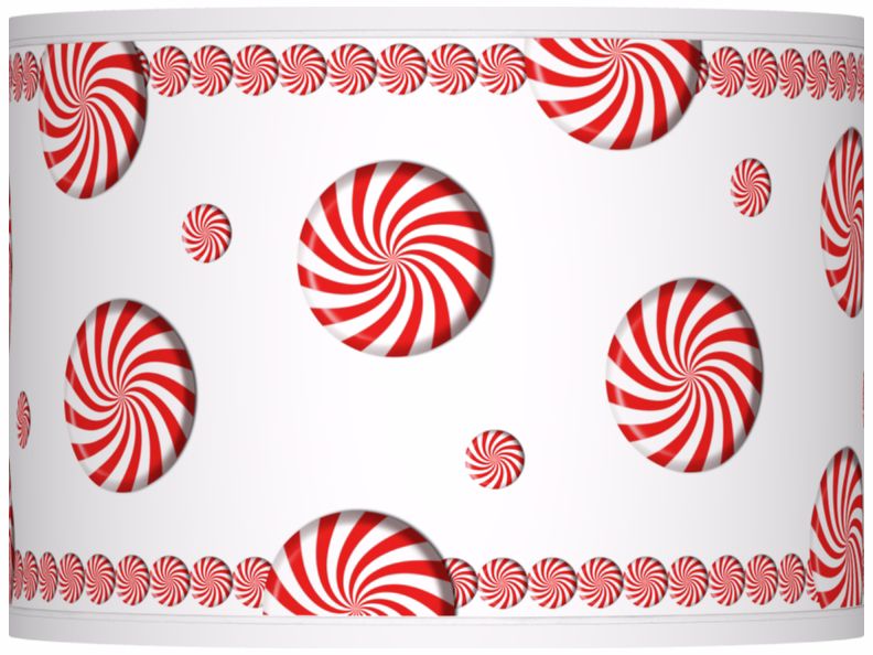 Peppermint Pinwheels Giclee Glow Drum Shade 13.5x13.5x10 (Spider)