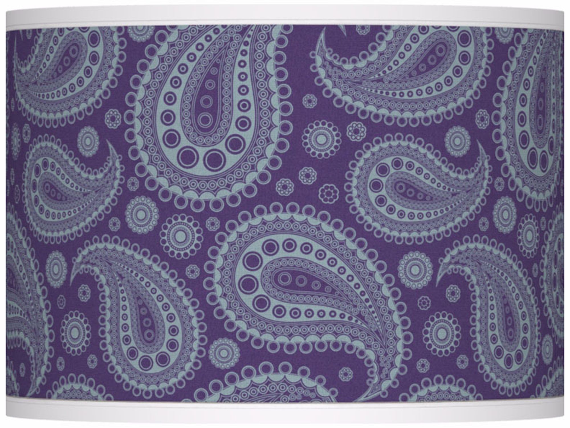 Purple Paisley Linen Giclee Glow Shade 13.5x13.5x10 (Spider)