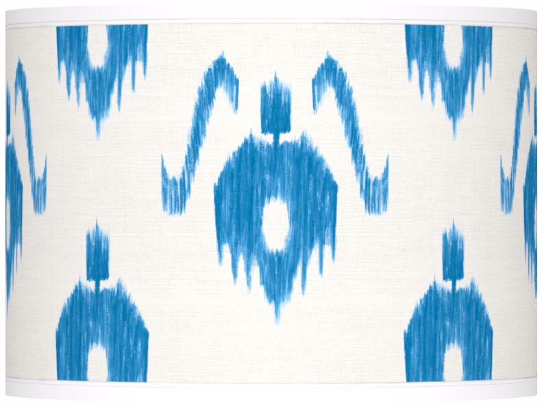 Blue Ikat Pattern Giclee Lamp Shade 13.5x13.5x10 (Spider)