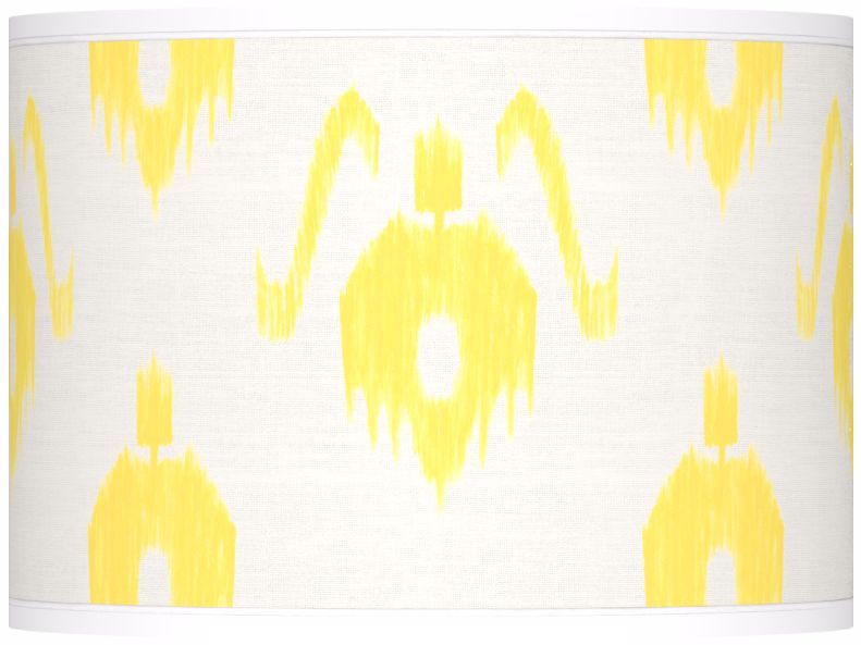 Yellow Ikat Pattern Giclee Lamp Shade 13.5x13.5x10 (Spider)