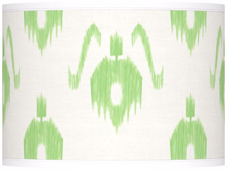 Green Ikat Pattern Giclee Lamp Shade 13.5x13.5x10 (Spider)