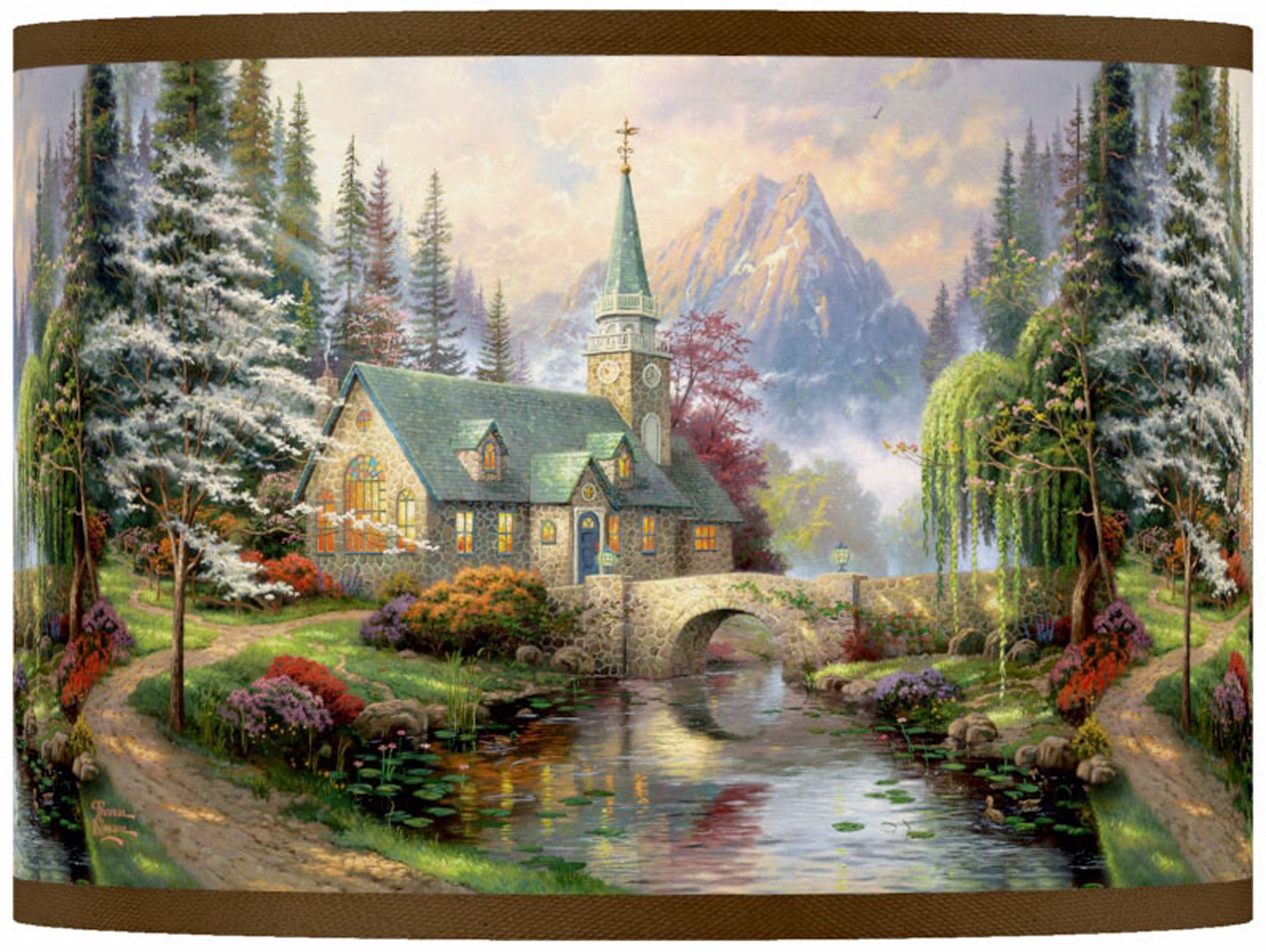 Thomas Kinkade Dogwood Chapel Shade 13.5x13.5x10