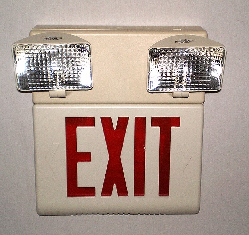 Red LED Exit Sign Emergency Light Combo with Battery 37904