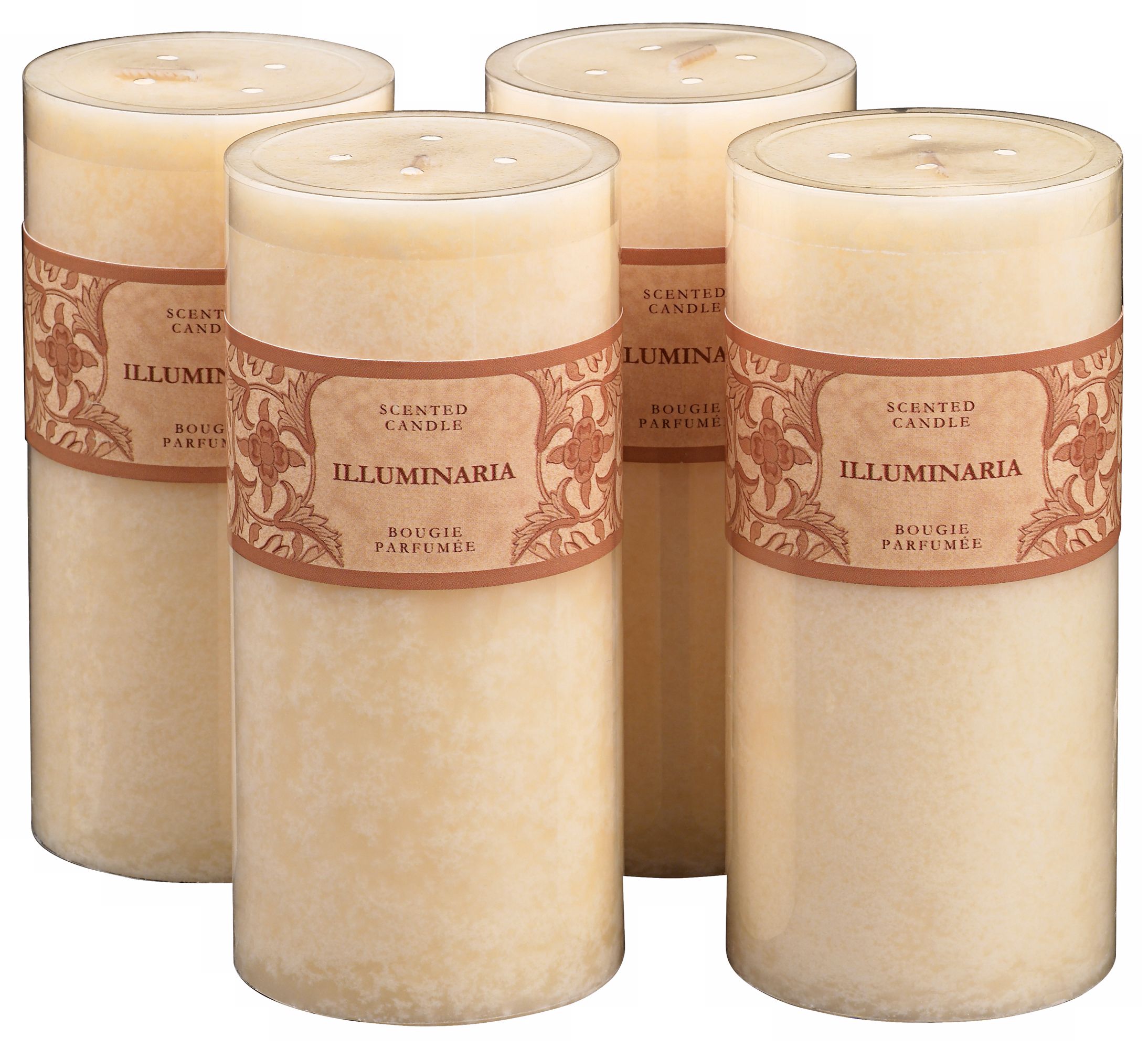 Set of 4 Jasmine Scented Mottled Ivory 6" Pillar Candles