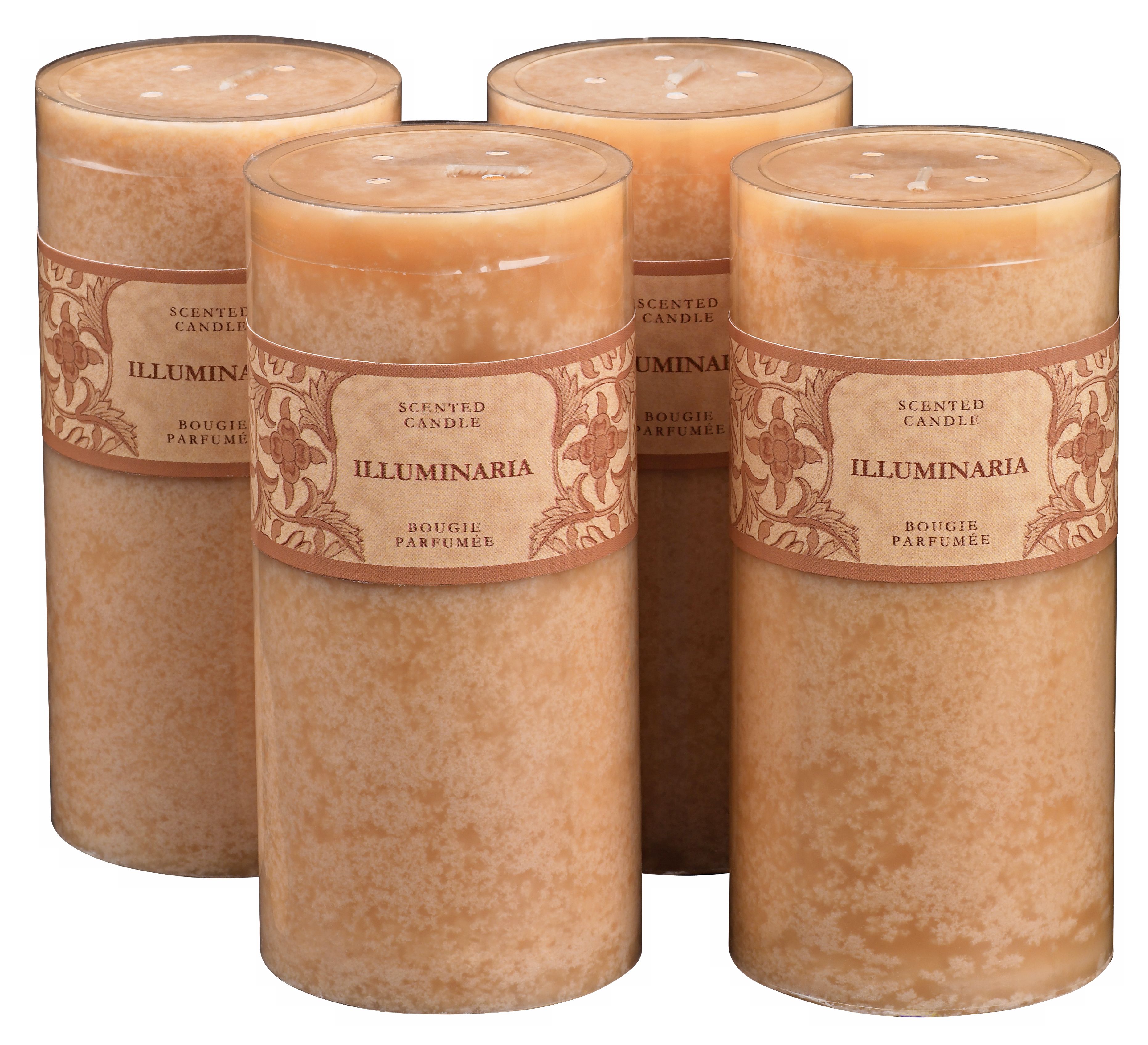 Set of 4 Vanilla Scented Mottled Sand 6" Pillar Candles
