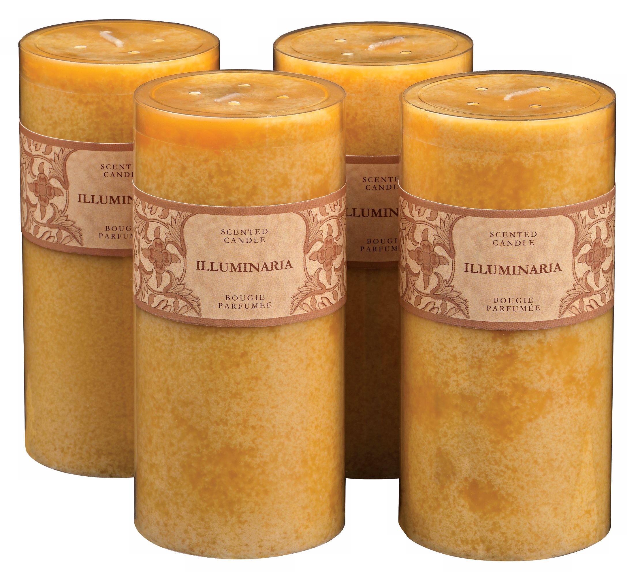 Set of 4 Tangelo Sandalwood Scented 6" Pillar Candles (38344-38344-38344-38344)