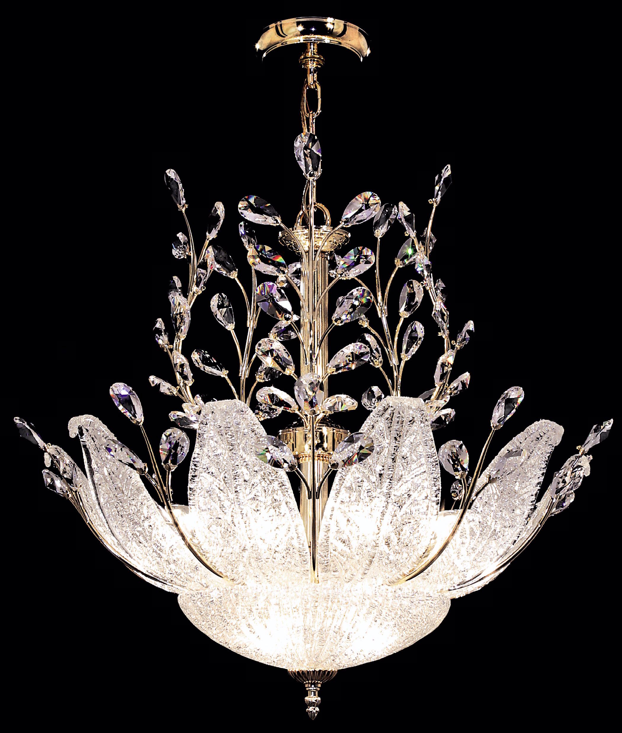 James R. Moder Murano and Crystal Pendant Chandelier