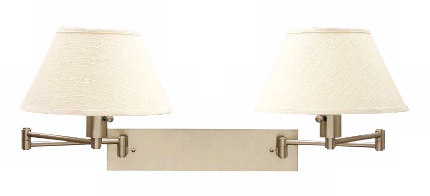 Mason Inn Nickel Double Head Plug-In Swing Arm Wall Lamp