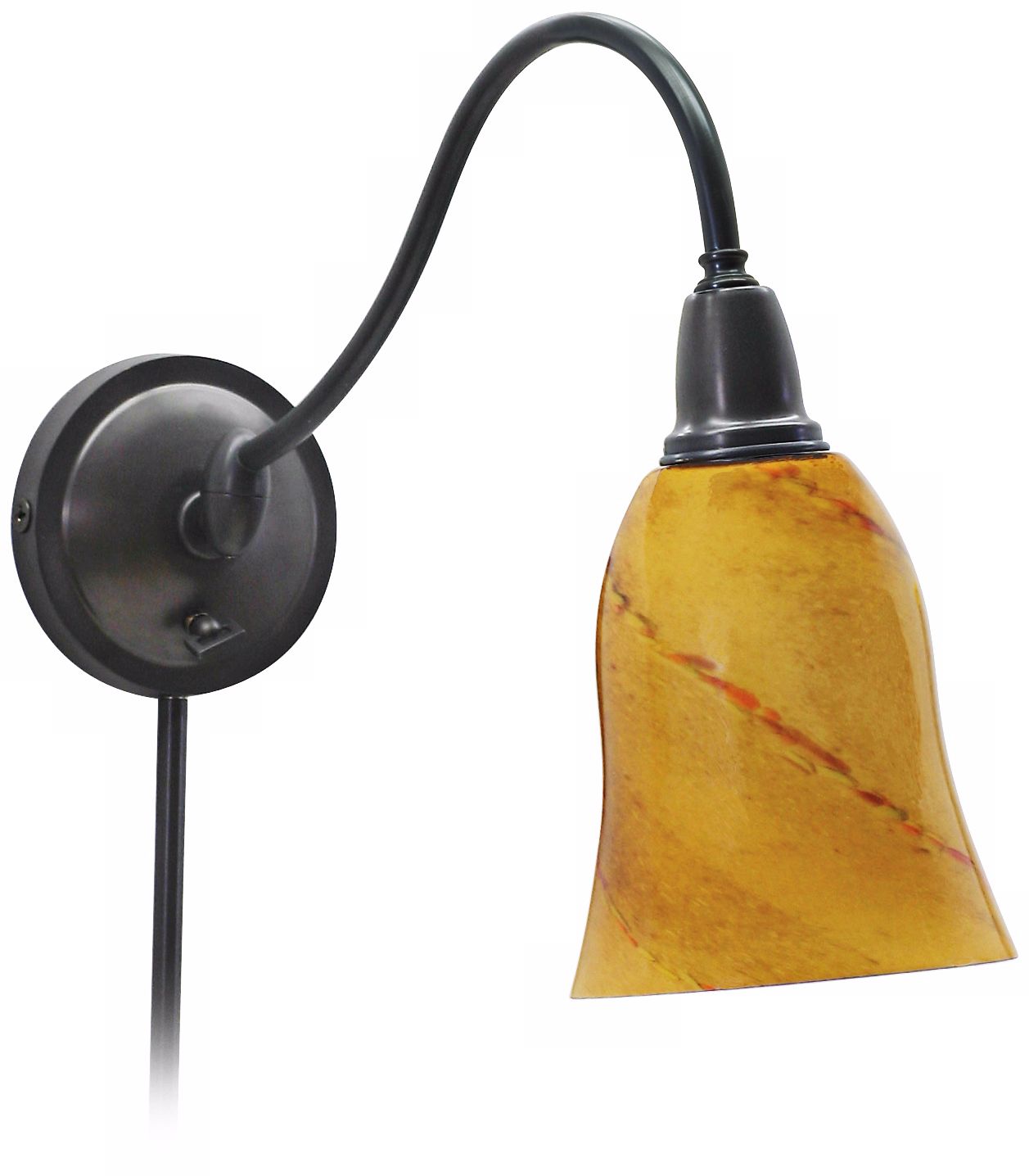 Amber Art Glass Plug-In Wall Light