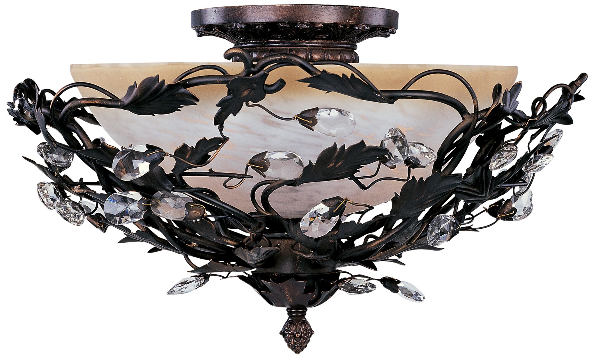 Vine and Crystal Droplets 16 1/2" Wide Ceiling Light Fixture