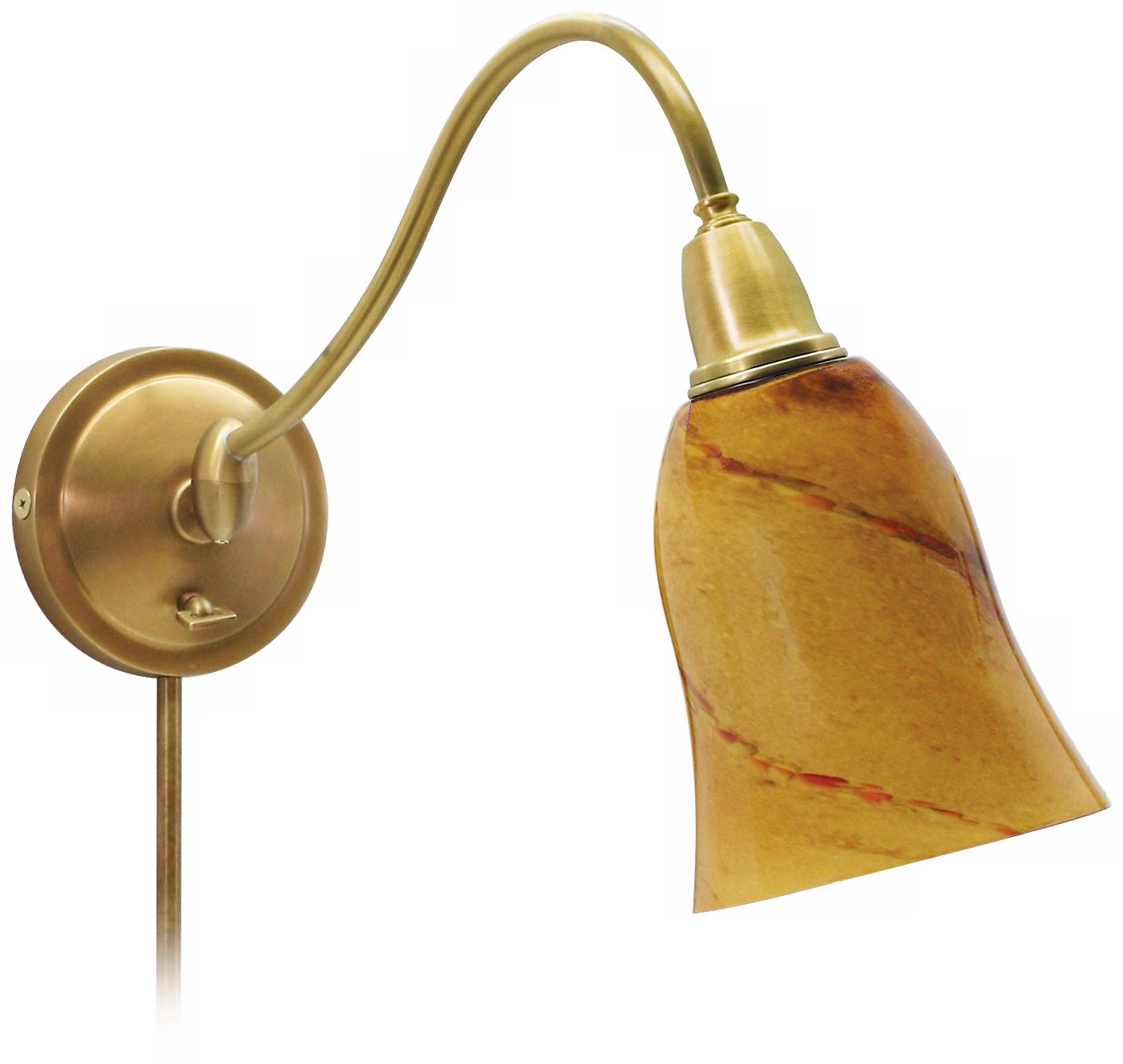 Amber Glass Plug-In Wall Light