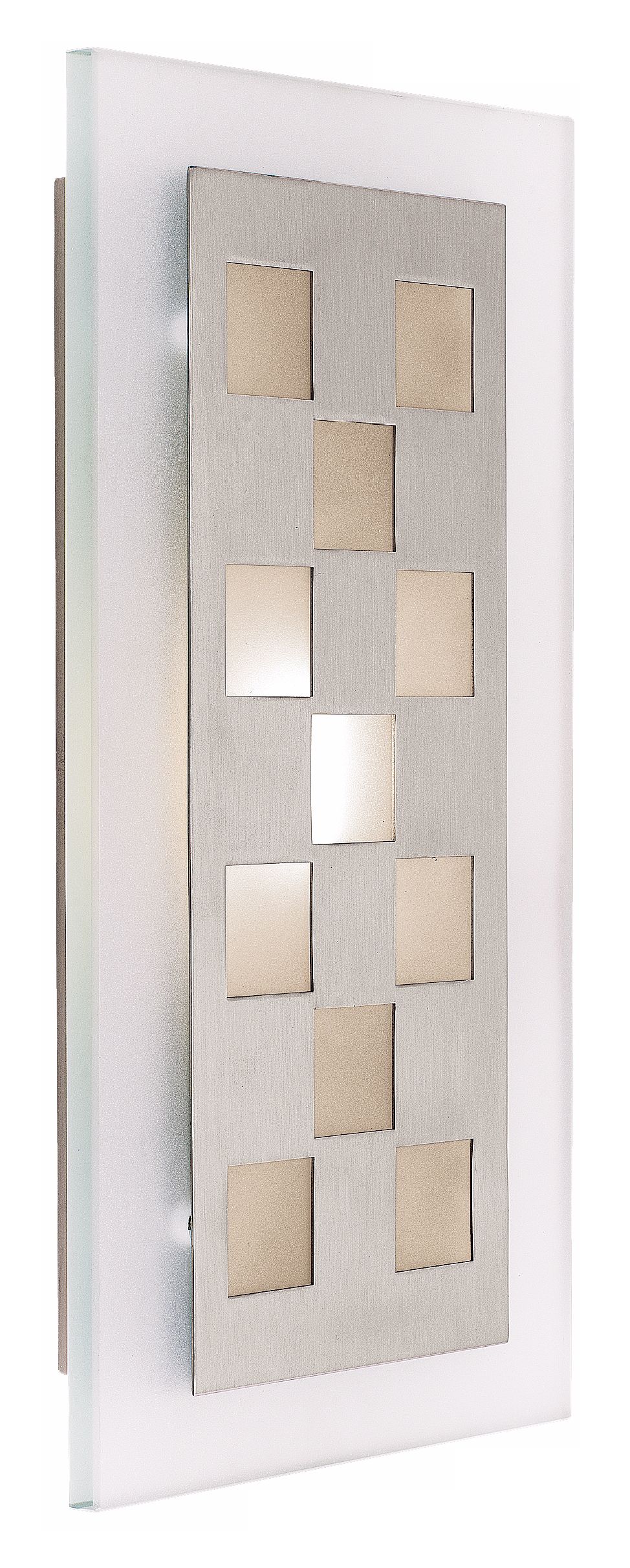 Zeus Brushed Steel Checkered ADA Compliant Sconce