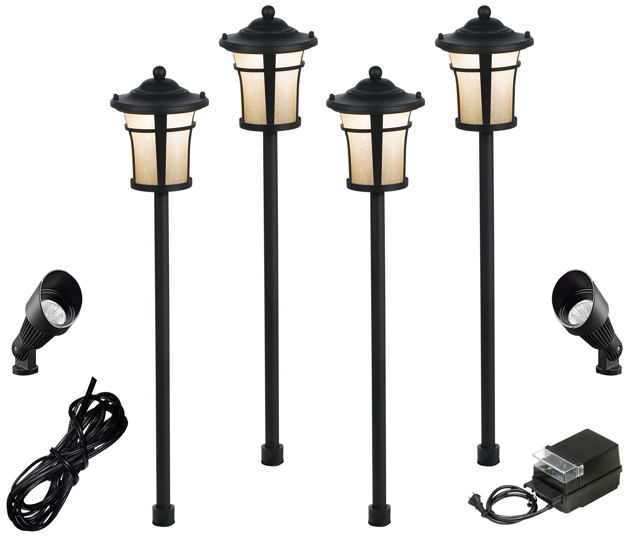 Pierce 8-Piece Black Complete Outdoor LED Landscape Lighting Set