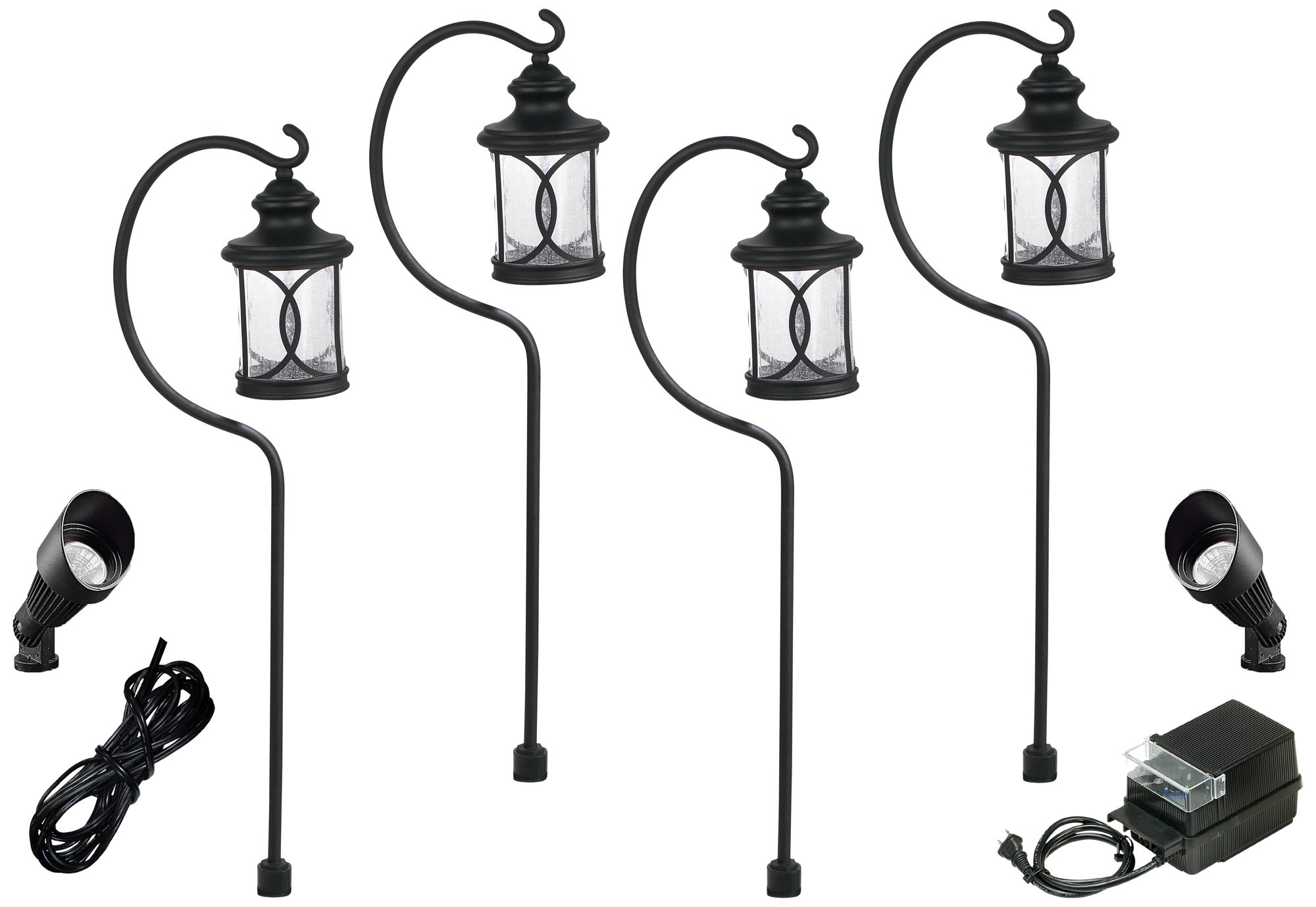 Troy 8-Piece Black Outdoor LED Landscape Lighting Set