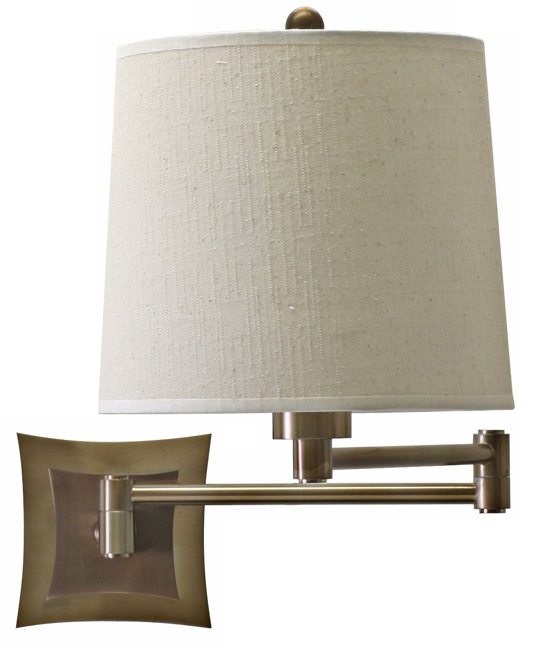 Brass Finish Bi-Level Backplate Plug-In Swing Arm Wall Lamp