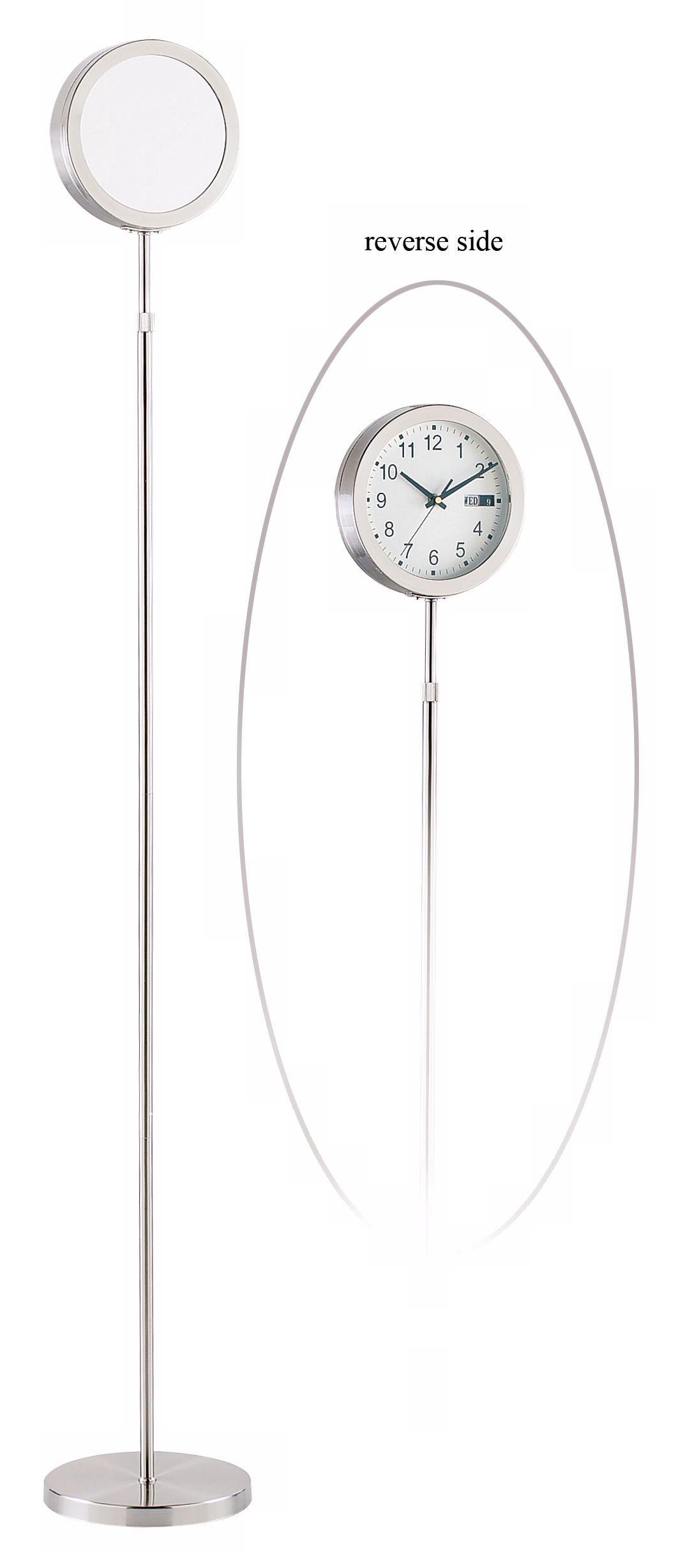 Satin Steel 8" Wide Floor Clock Mirror