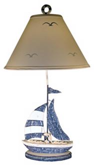 Sailboat with Seagull Stenciled Shade Nautical Table Lamp 39797