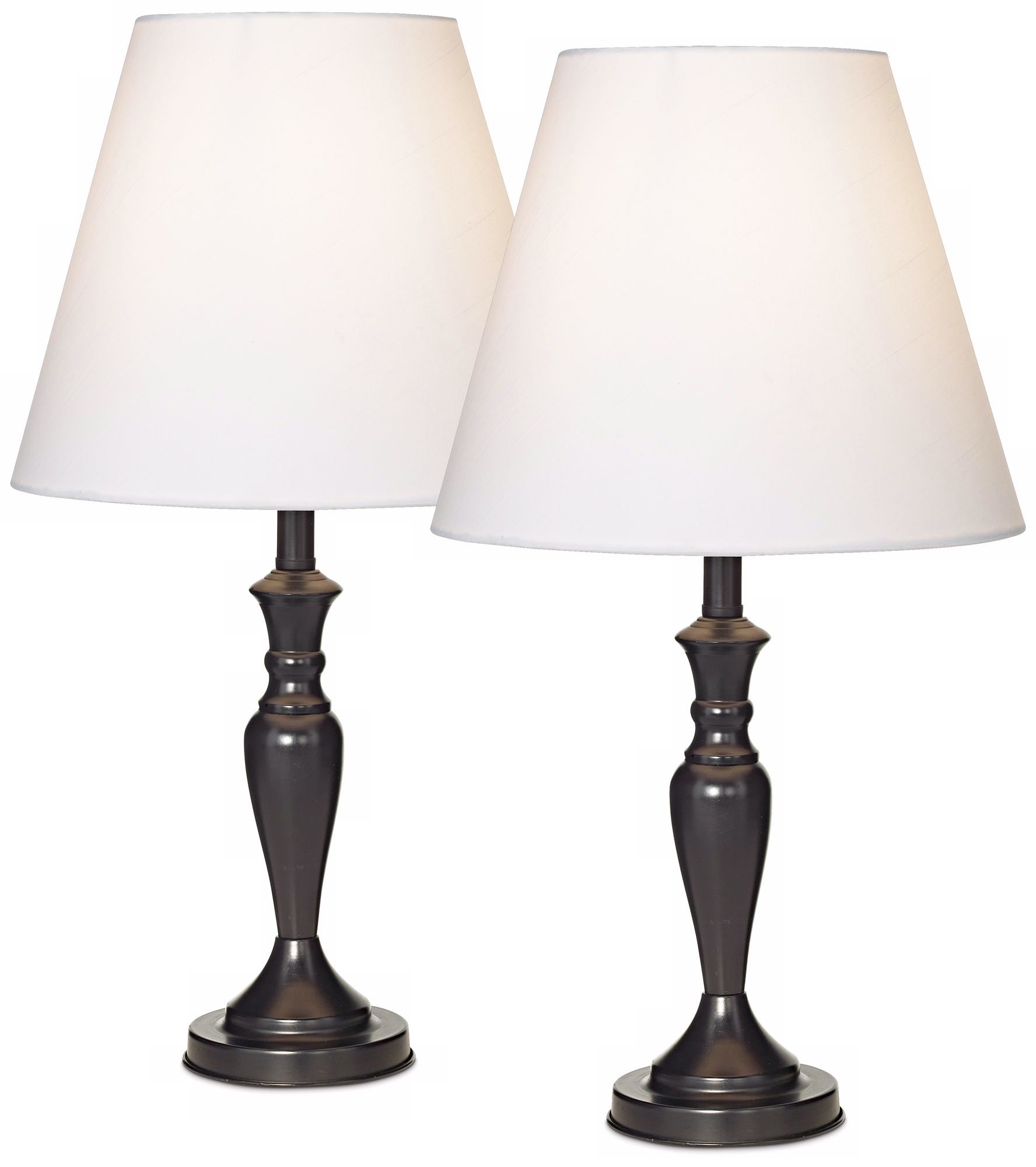 Set of Two Brown Metal Candlestick Table Lamps