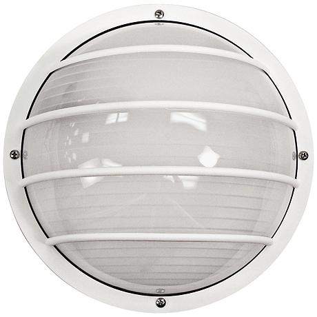 Wave Nautical Round White Outdoor Ceiling or Wall Light