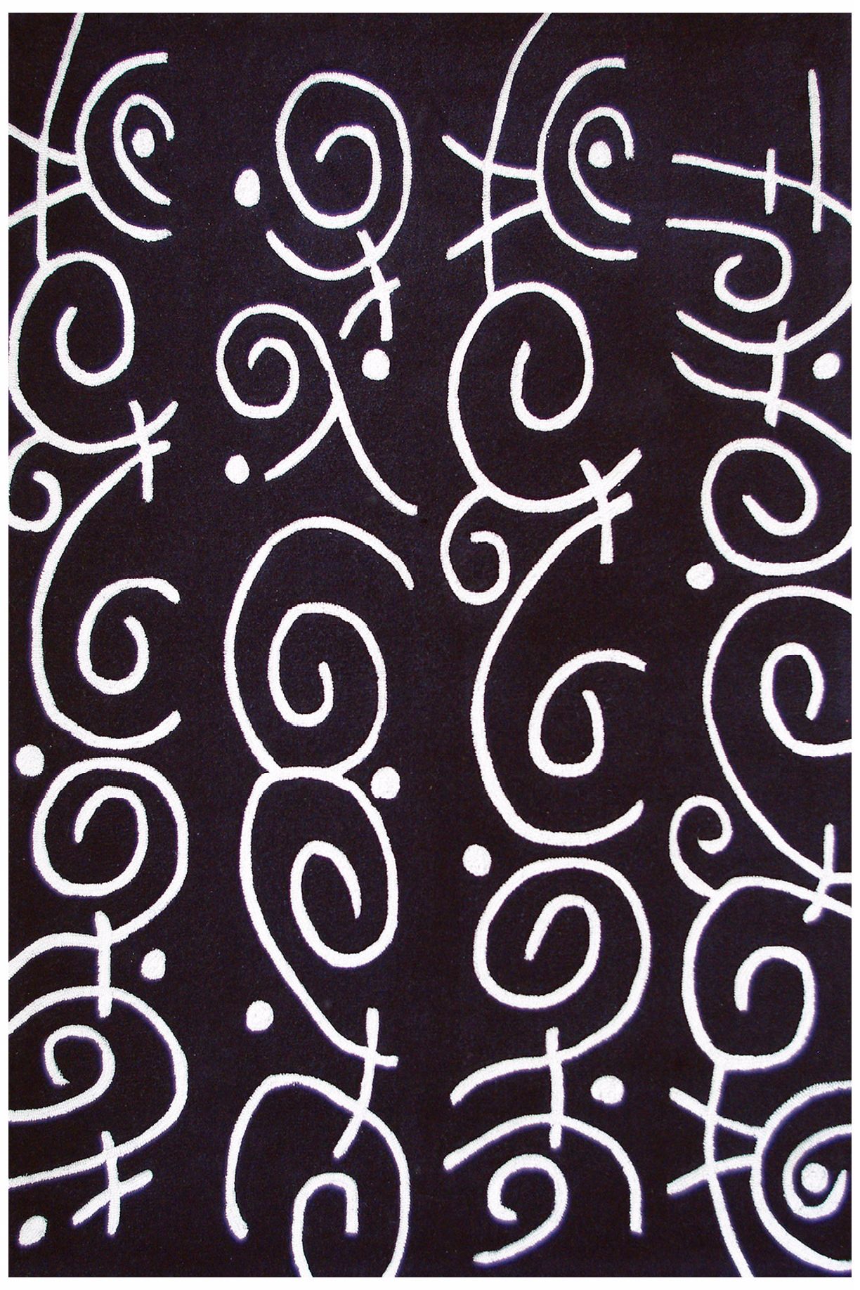 Festival FHF2375 Black with White Area Rug