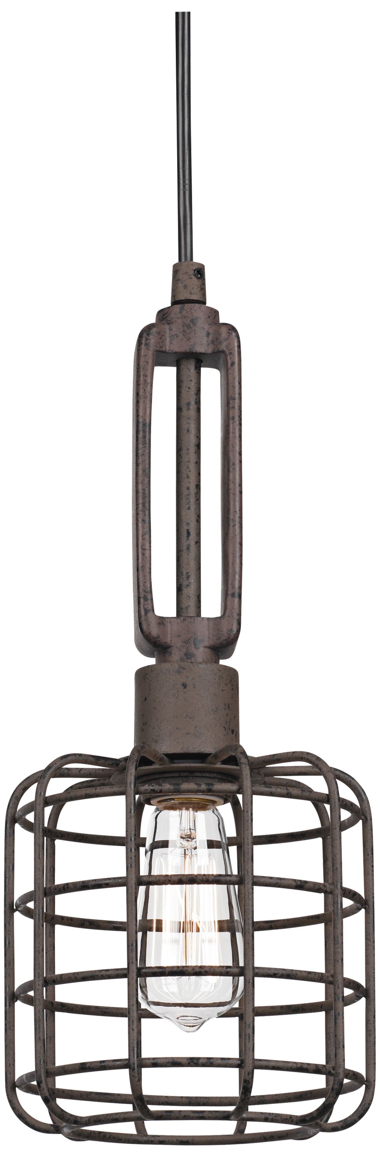 Industrial Cage 7" Wide Rust Metal Mini Pendant Light