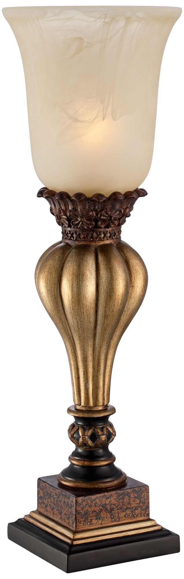 Possini Light Fluted Bulb Gold Console Lamp