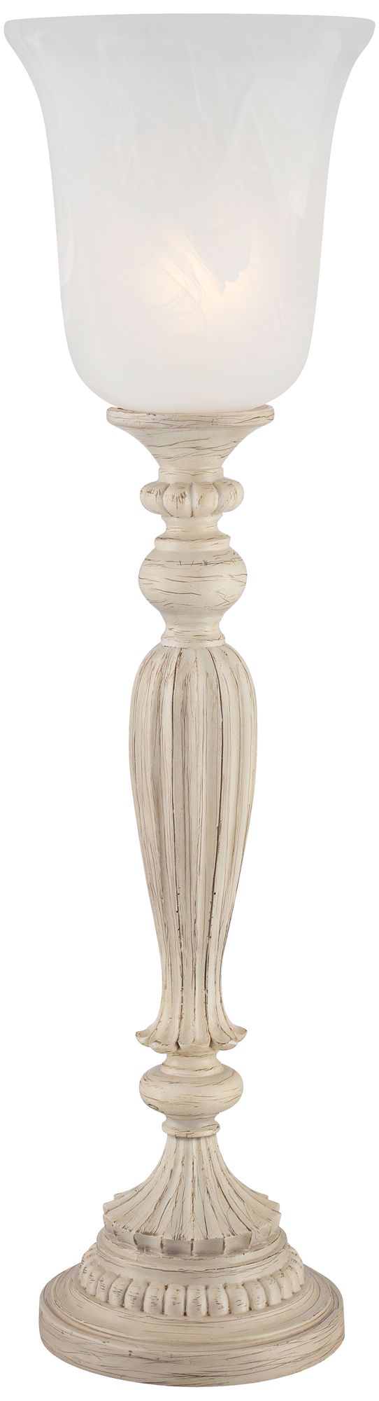 Alabaster Glass Rubbed White Fluted Column Console Lamp