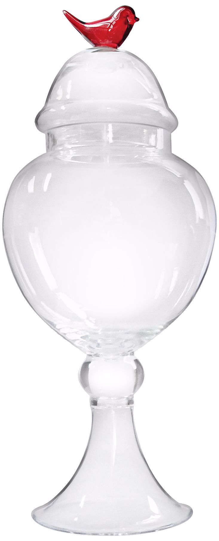 Little Red Bird 15 3/4" High Glass Pedestal Jar