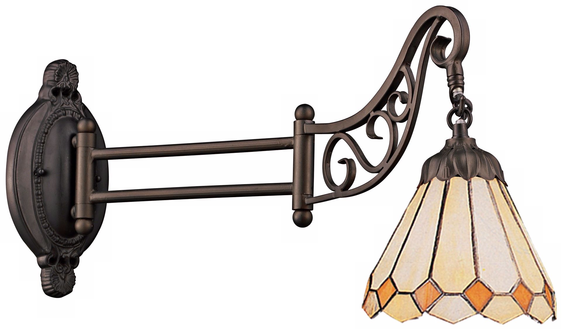 Warm Gem Bronze Tiffany Style Swing Arm Wall Lamp