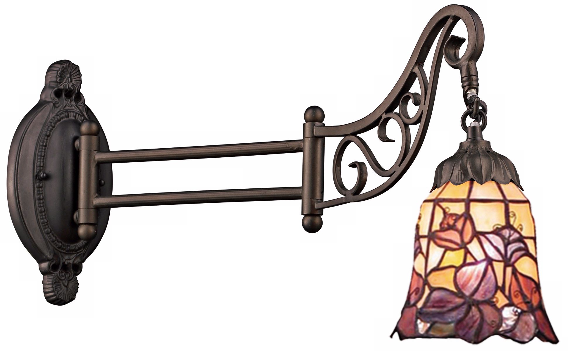 Garden Bronze Tiffany Style Swing Arm Wall Lamp