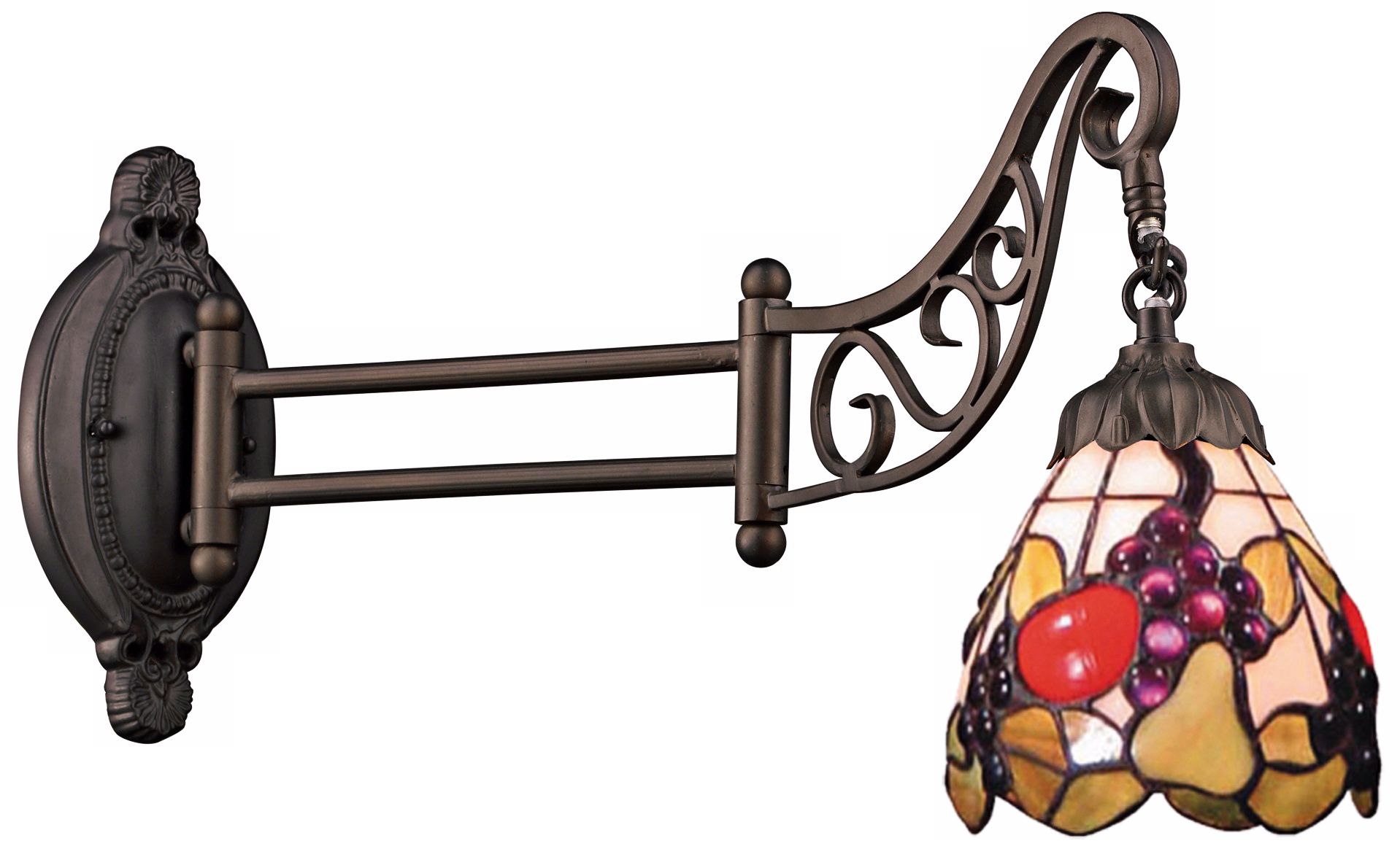 Fruit Bronze Tiffany Style Swing Arm Wall Lamp