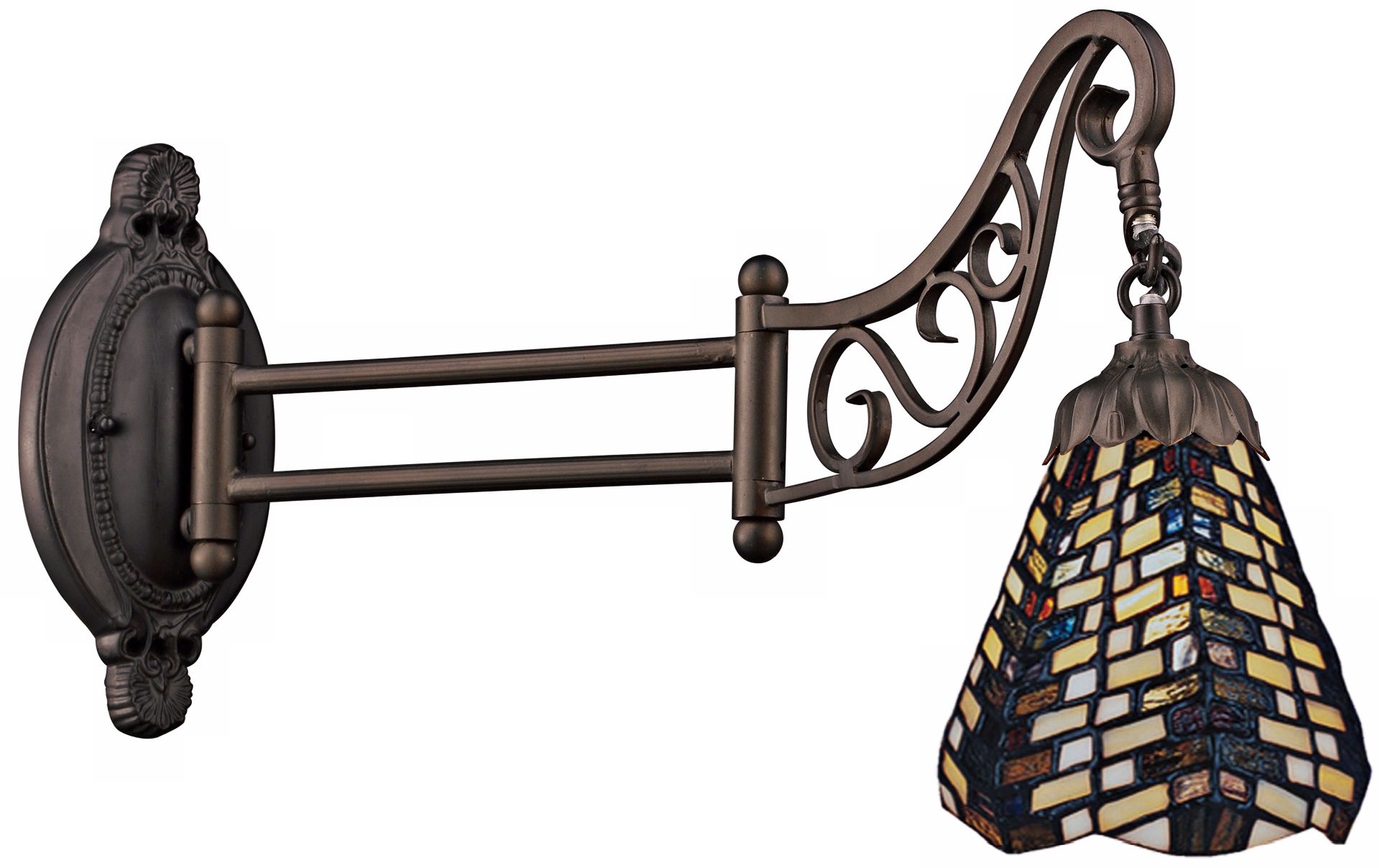 Geometric Bronze Tiffany Style Swing Arm Wall Lamp