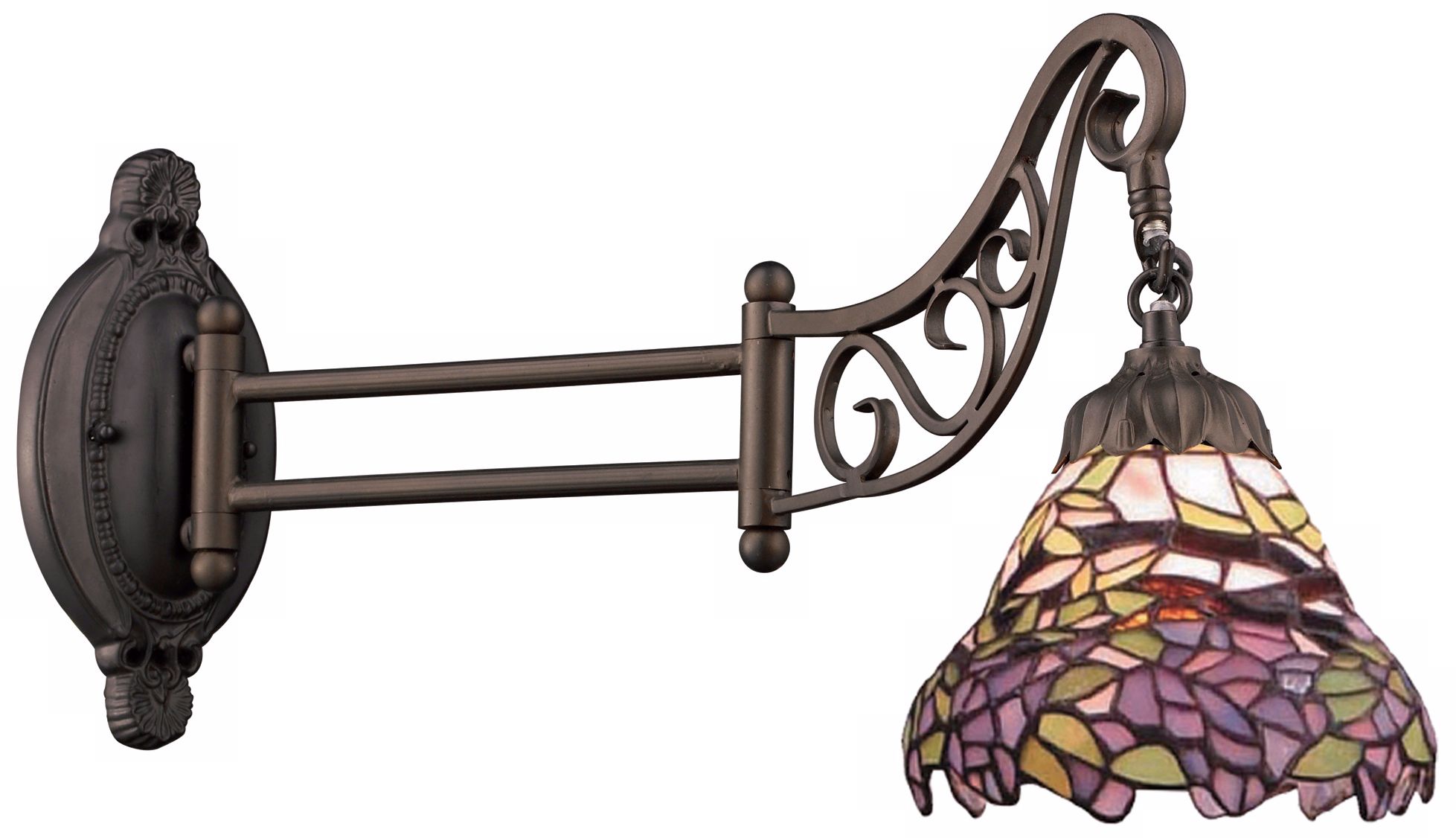 Lavender Bronze Tiffany Style Swing Arm Wall Lamp
