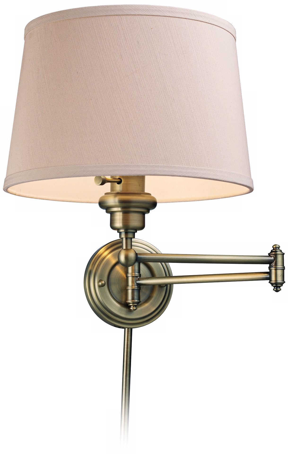Westbrook Antique Brass Plug-In Swing Arm Wall Lamp